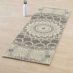 Beige and Taupe Mandala Pattern Design Yoga Mat