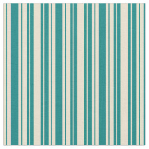 Beige and Teal Stripes Pattern Fabric