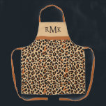 Beige and Terracotta Leopard Print Custom Monogram Apron<br><div class="desc">Embrace the wild side of autumn with this classic leopard print pattern with custom monogram, featuring warm earthy tones perfect for the fall season. The timeless design, with its rich brown and black spots, adds a touch of boldness and sophistication to any product. Whether used for apparel, accessories, or home...</div>