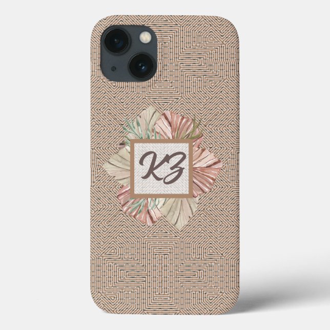 Beige and White bohemian-styled design Tote Bag Case-Mate iPhone Case (Back)
