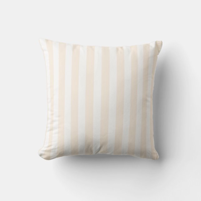 Beige and white candy stripes cushion (Front)