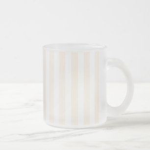 Beige and white candy stripes frosted glass coffee mug