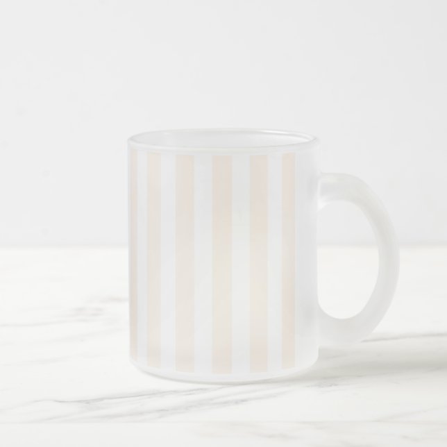 Beige and white candy stripes frosted glass coffee mug (Right)