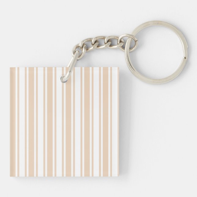 Beige and white candy stripes key ring (Back)