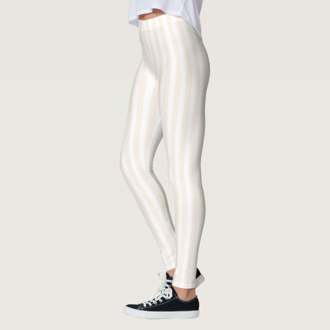 Beige and white candy stripes leggings (Left)