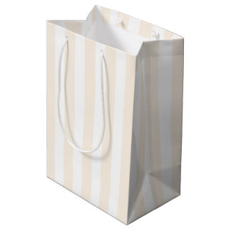 Beige and white candy stripes medium gift bag