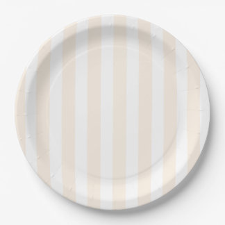 Beige and white candy stripes paper plate