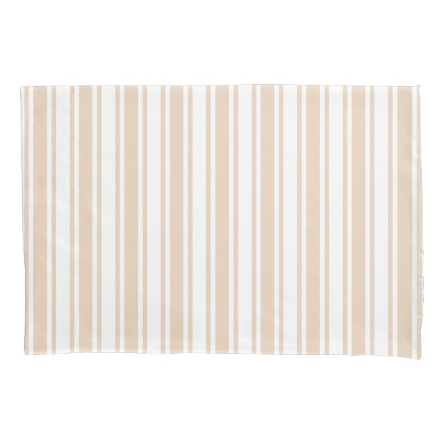 Beige and white candy stripes pillowcase (Front)
