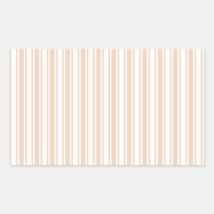 Beige and white candy stripes rectangular sticker