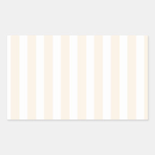 Beige and white candy stripes rectangular sticker