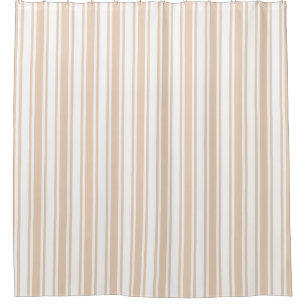 Beige and white candy stripes shower curtain