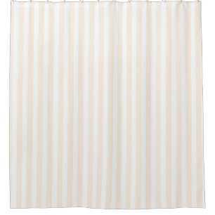 Beige and white candy stripes shower curtain