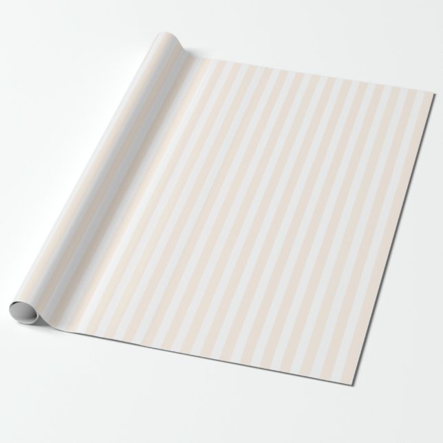 Beige and white candy stripes wrapping paper (Unrolled)
