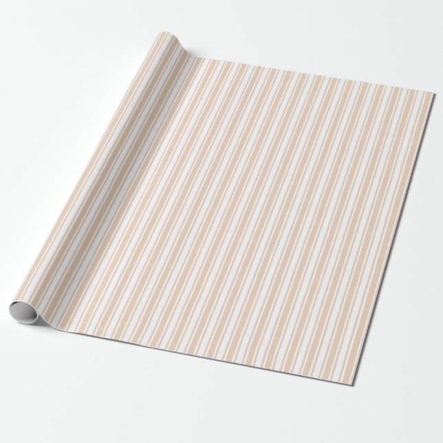 Beige and white candy stripes wrapping paper (Unrolled)