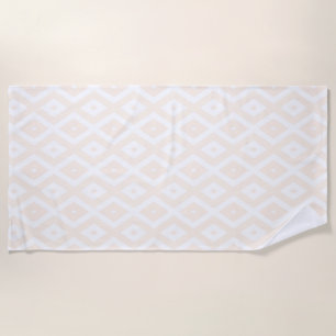 Beige and white diamond pattern beach towel