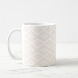 Beige and white diamond pattern coffee mug
