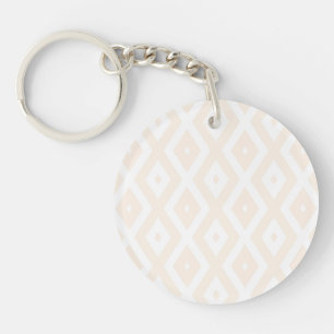 Beige and white diamond pattern key ring