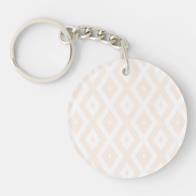 Beige and white diamond pattern key ring (Front)