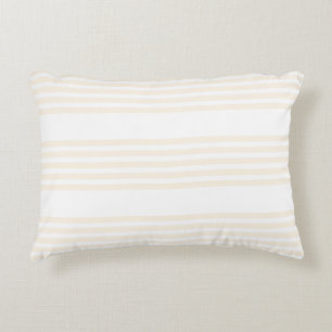 Beige and white five stripe pattern decorative cushion