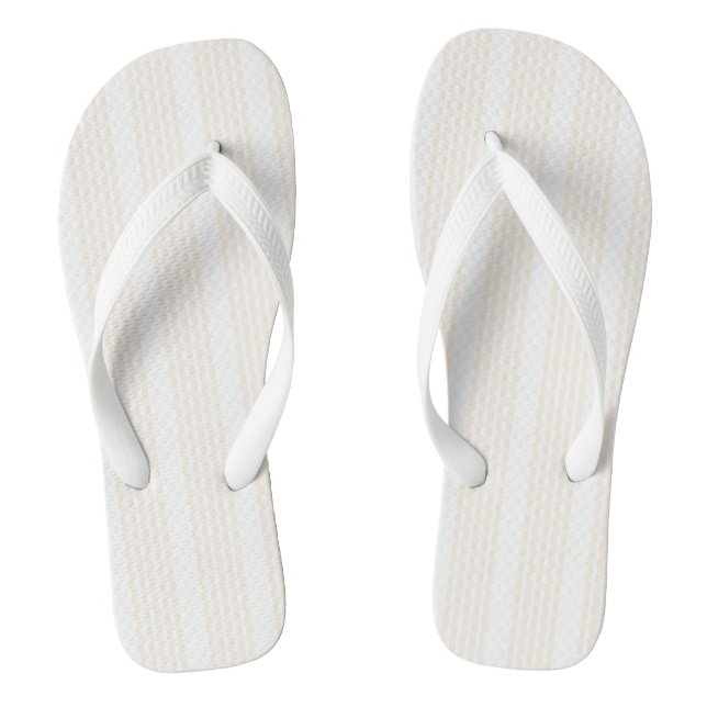 Beige and white five stripe pattern flip flops (Footbed)
