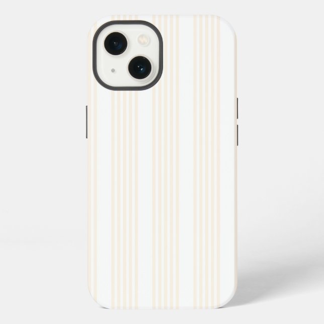 Beige and white five stripe pattern iPhone case (Back)