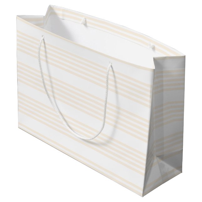 Beige and white five stripe pattern large gift bag (Back Angled)