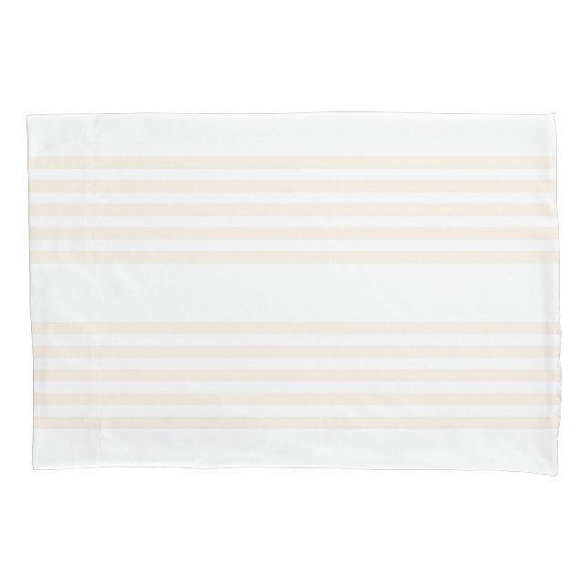 Beige and white five stripe pattern pillowcase (Front)