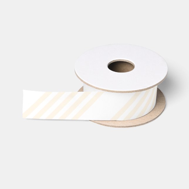 Beige and white five stripe pattern satin ribbon (Spool)