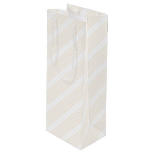 Beige and white five stripe pattern wine gift bag