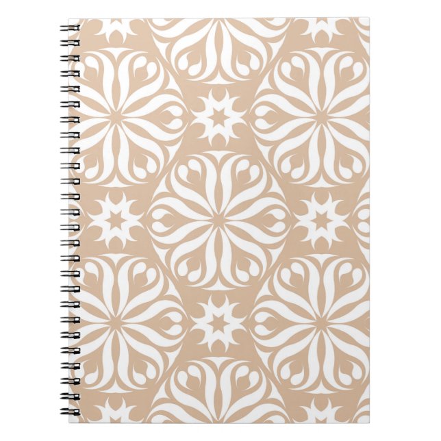 Beige and white floral ornament. Seamless patterna Notebook (Front)