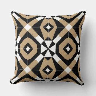 Beige and White Geometric Diamond Cushion
