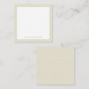 Beige and White Gingham Plaid Personalised Card