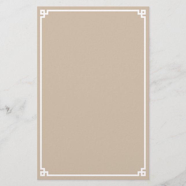 Beige and White Greek Key Border Paper Sheet (Front)