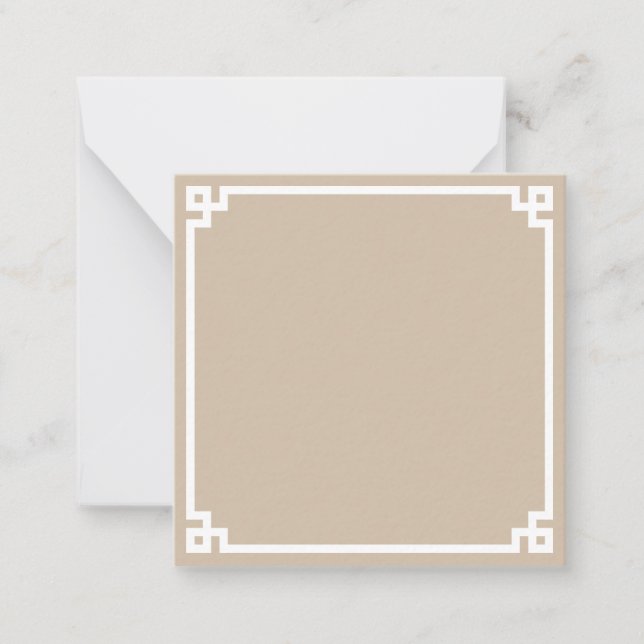 Beige and White Greek Key Ornamental Border Card (Front)