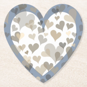 Beige and white hearts pattern cute and elegant paper coaster