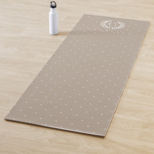Beige And White Laurel Monogram Polka Dot Pattern Yoga Mat