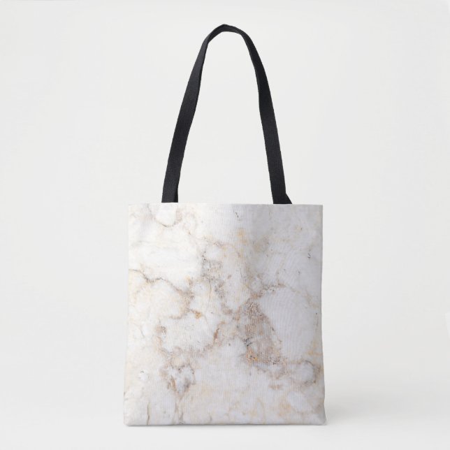 Beige And White Marble Stone Tote Bag (Front)