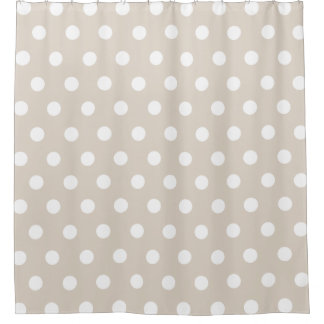 Beige and White Polka Dot pattern Shower Curtain
