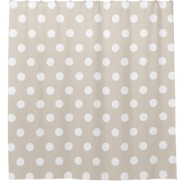 Beige and White Polka Dot pattern Shower Curtain (Front)