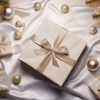 Beige and White Stripes Pattern Wrapping Paper