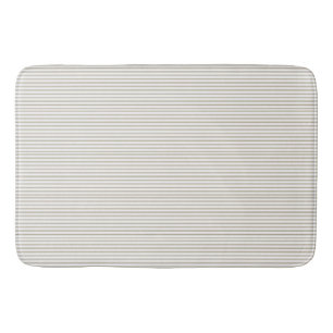 Beige and White Ticking Stripe  Bath Mat