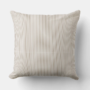 Beige and White Ticking Stripe Cushion