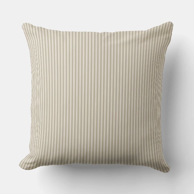 Beige and White Ticking Stripe  Cushion (Front)