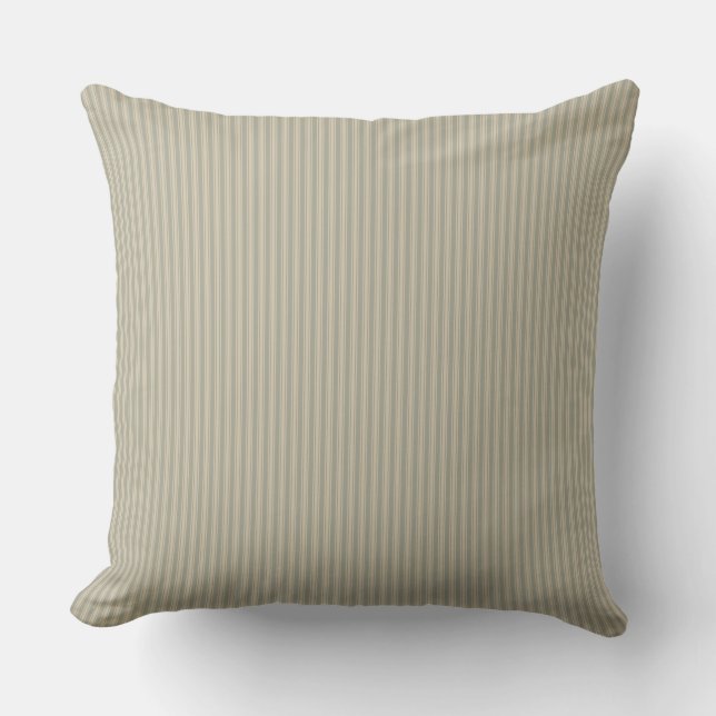 Beige and White Ticking Stripe  Cushion (Front)