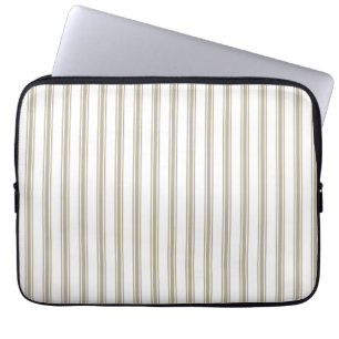 Beige and White Ticking Stripe Laptop Sleeve