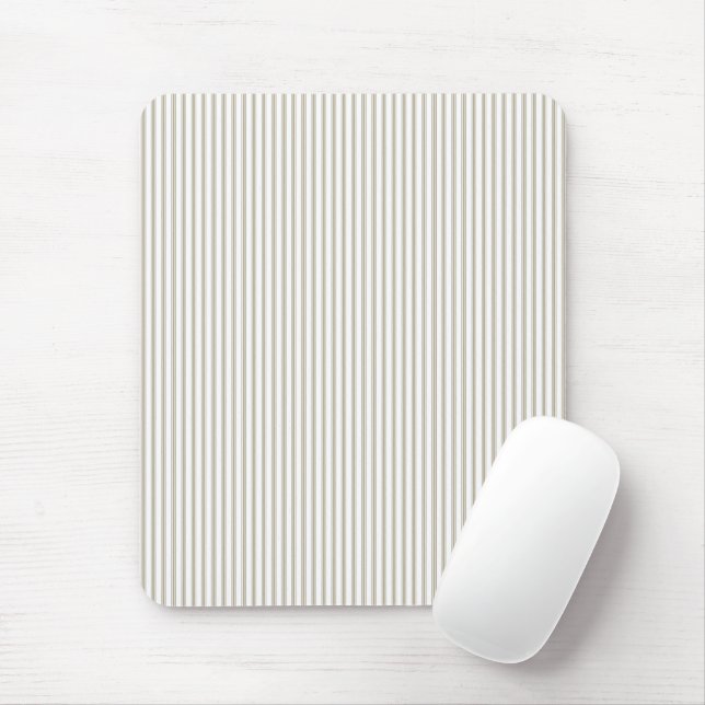 Beige and White Ticking Stripe  Mouse Mat (With Mouse)