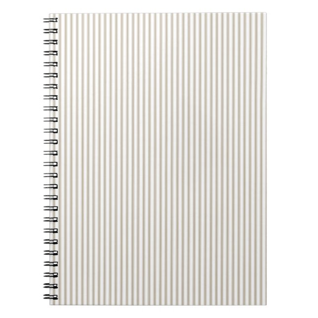 Beige and White Ticking Stripe  Notebook (Front)