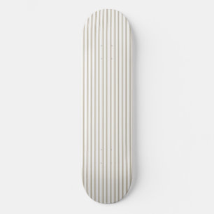 Beige and White Ticking Stripe  Skateboard