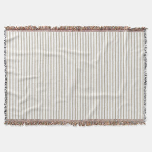 Beige and White Ticking Stripe Throw Blanket