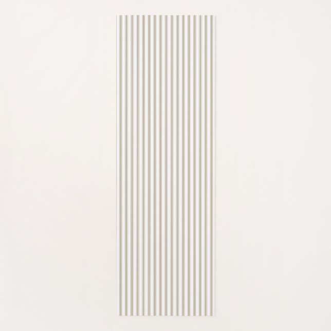 Beige and White Ticking Stripe  Yoga Mat (Front)